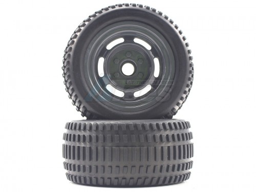 Himoto Himoto E12 Truggy Black Front Tires&Rims 2P