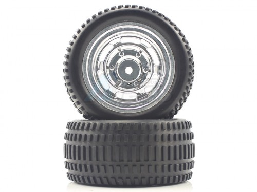 Himoto Himoto E12 Truggy Chrome Rear Tires&Rims 2P