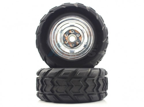 Himoto Himoto E12 Monster Truck Chrome Front Tires&Rims 2P