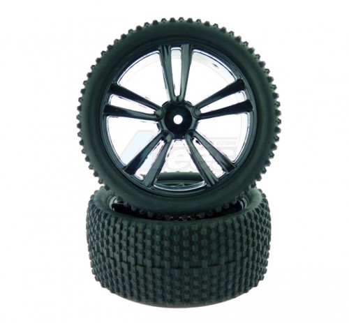 Himoto Himoto Tanto Black Buggy Rear Tires And Rims (31212B+31308) 2P