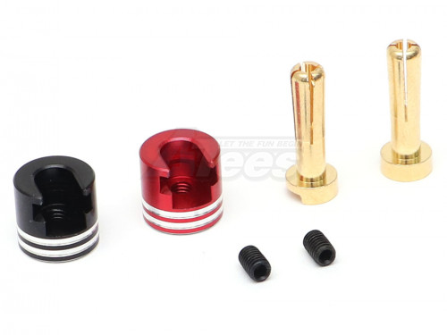 Hobby Details Miscellaneous All Heatsink Bullet Plug Grips with 4mm Bullets (Black/Red)
