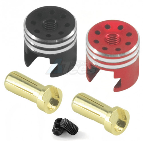 Hobby Details Miscellaneous All Heatsink Bullet Plug Grips with 5.0mm Bullets (Black/Red) with Holes Low profile 5.0mm 14mm