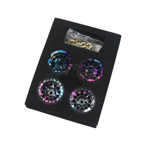 Hobby Details Miscellaneous All 1.1 Rainbow Colored Beadlock Wheel Rim Aluminum Wheel for 1/18 1/24 TRX4M SCX24 Ax24 Fms Fcx2