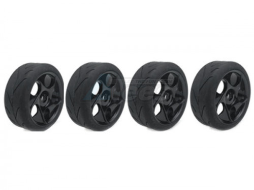 Hobby Details Miscellaneous All 1/8 Buggy 5 Star On Road Wheel Tire Set 4pcs/set Black