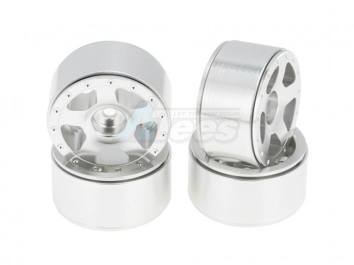 Hobby Details Axial SCX24 CNC Aluminum Starfish Beadlock Wheels 4pcs/set Dia 28mm, Height 14.5mm Silver