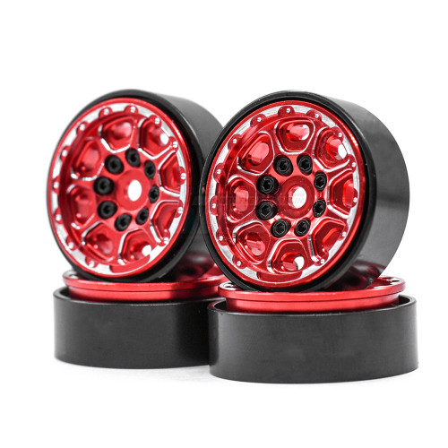 Hobby Details Traxxas TRX-4M CNC Beadlock Wheels 31X13mm 4pcs/set Brass Ring Aluminium Front & Rear Covers Black Red