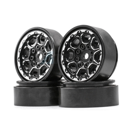 Hobby Details Traxxas TRX-4M CNC Beadlock Wheels 31X13mm 4pcs/set Brass Ring Aluminium Front & Rear Covers Black Black