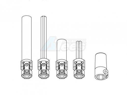 Hobby Plus Hobby Plus CR-18 Universal Main Drive Shaft Set & Rear Axle Hub