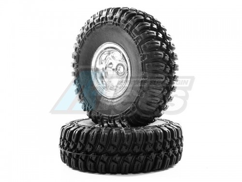 Hobby Plus Hobby Plus CR-18 CR-18 1.0 T-Finder A/T Tire Set Chrome Wheel (4)