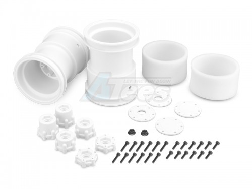 JConcepts Miscellaneous All Tribute - 2.6 x 3.6 Inch Monster Truck Wheel w/ Adaptors - 2pc White