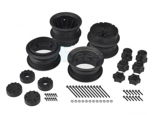 JConcepts Miscellaneous All Krimson Dually - 2.6 Inch Dual Truck Wheels w/ Adaptors, Covers - 2pc Black