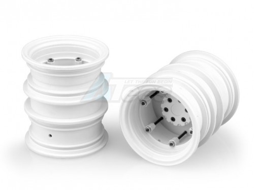 JConcepts Miscellaneous All Krimson Dually - 2.6 Inch Dual Truck Wheels w/ Adaptors, Covers - 2pc White