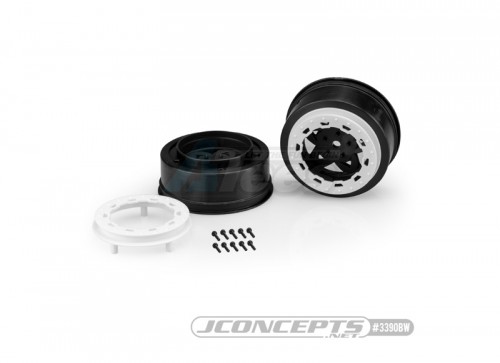 JConcepts Miscellaneous All Tremor, Slash Narrow Front Wheel - Black Wheel / White Beadlock - 2pc