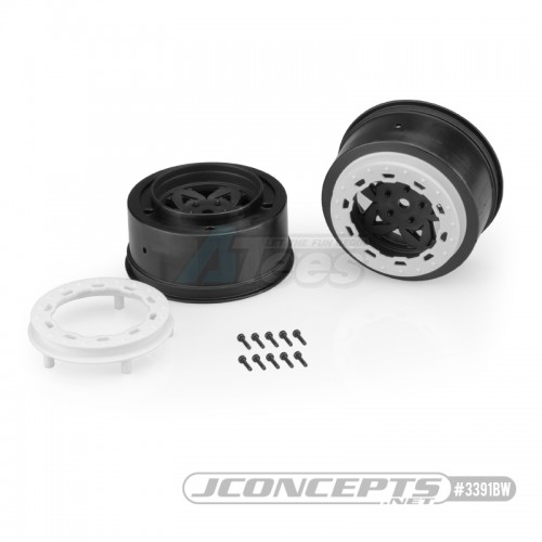 JConcepts Miscellaneous All Tremor, Slash Rear, Slash 4x4 F&R Wheel - Black Wheel / White Beadlock - 2pc
