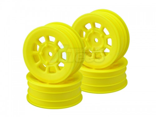JConcepts Miscellaneous All 9 Shot 2.2 Inch Front Wheel Fit for B6.1 | YZ2 | XB2 | RB7 | KC, KD - 4pc Yellow