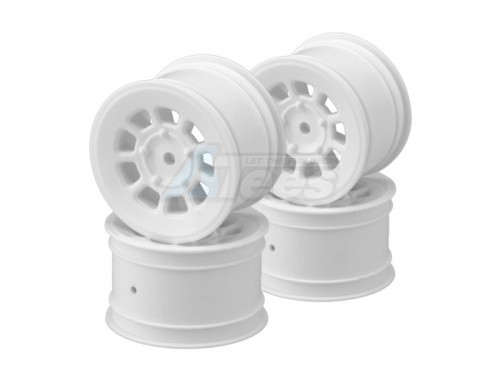 JConcepts Miscellaneous All 9 Shot 2.2 Inch Rear Wheel Fit for B6.1, B64 | YZ2, YZ4 | XB2, XB4 | RB7, ZX7 | SRX-2, SDX-4 | KC, KD, L1 | D418 - 4pc White