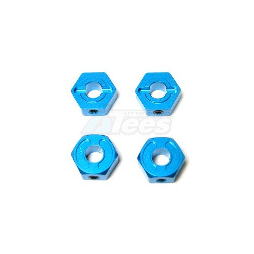 KM Racing Tamiya CR01 CR01 Alum. Hex Hub Adaptors 4pcs (Blue)