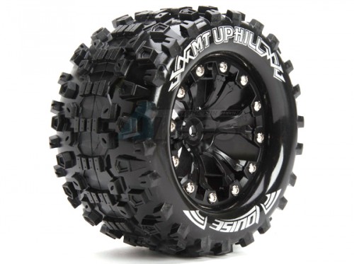 Louise RC Traxxas Jato Louise 1/10 MT-UPHILL Traxxas Style Bead 2.8 Monster Truck Tire Soft Compound / Black Rim / 1/2 Offset (for GP Rustler 2WD Rear/ep Rustler 2WD Front)
