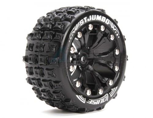 Louise RC Traxxas Stampede VXL 1/10 ST-JUMBO 2.8 Stadium Truck Wheel + Tire Set Traxxas Style Bead Soft Compound / Black / Bearing (for Jato 2wd Front)