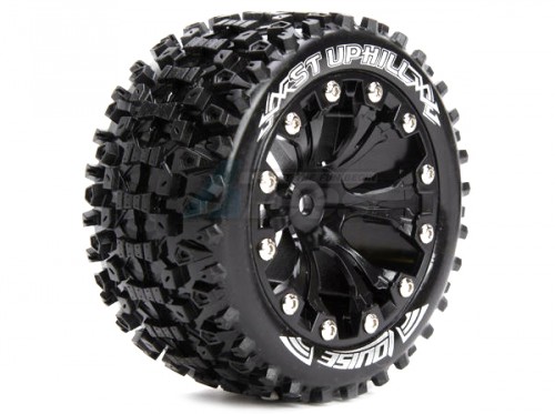 Louise RC Traxxas Stampede VXL 1/10 ST-UPHILL 2.8 Inch 2WD Stadium Truck Wheel + Tire Set Traxxas Style Bead Soft Compound / Black / With Bearing