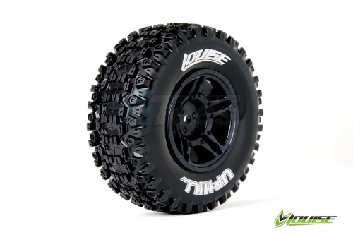 Louise RC Traxxas Slash SC-UPHILL 1/10 Short Course Wheel + Tire Set Mounted Soft (Black) for SLASH 2WD Front