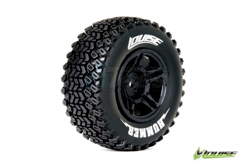 Louise RC Traxxas Slash SC-HUMMER 1/10 Short Course Wheel + Tire Set Mounted Soft (Black) for SLASH 2WD Front