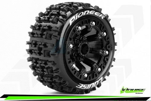 Louise RC Miscellaneous All Pioneer 1/16 Truggy Tire Set Mounted Black 2.2 Wheels
