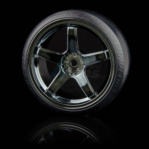 MST Miscellaneous All 5 Spokes Wheel (+3) W/ CS-R Tire (Soft) (4) Silver Black