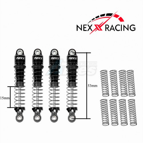Nexx Racing Miscellaneous All 53mm Oil Shock (4pcs) for CR18P EVO/EVO PRO/ HPI Venture 18 Flux/FX118 (Black)