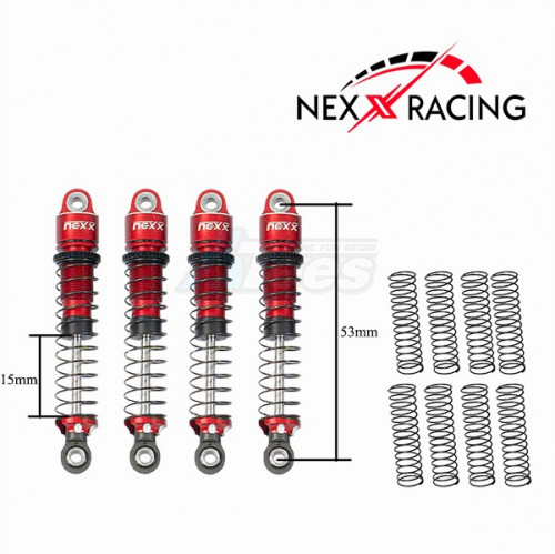 Nexx Racing Miscellaneous All 53mm Oil Shock (4pcs) for CR18P EVO/EVO PRO/ HPI Venture 18 Flux/FX118 (Red)