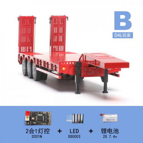 Orlandoo Hunter Model Miscellaneous All 1/32 Flat Bed Semi Ramp Trailer Kit Combo (Include LED Module & Battery) -
