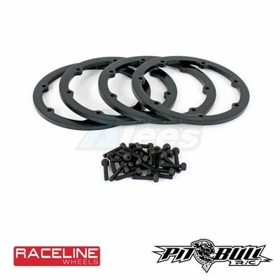 Pit Bull Xtreme RC Miscellaneous All 2.2 Raceline #931 Injector Scale - Beadlock Rings // Black (Includes 4Rings 28 Screws)