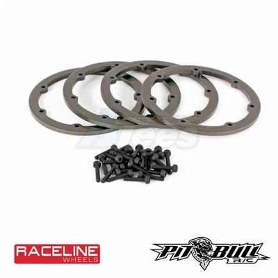 Pit Bull Xtreme RC Miscellaneous All 2.2 Raceline #931 Injector Scale - Beadlock Rings // Gun Metal (Includes 4Rings 28 Screws)