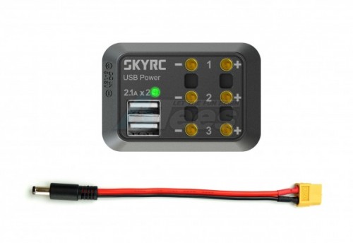 SkyRC Miscellaneous All DC Power Distributor (Three Outputs & Dual USB Ports) w/ XT60 Plug