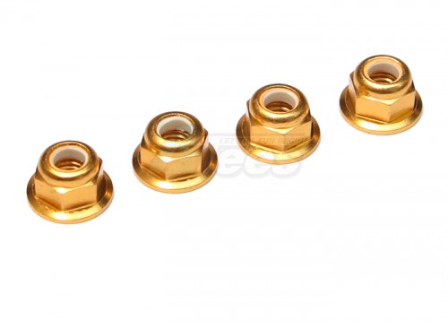 Speedmind Miscellaneous All Machined 5MM Alum. Flanged Locknut Gold (4)