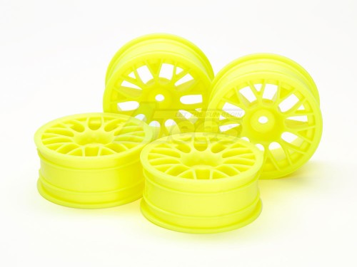 Tamiya Miscellaneous All RC 24MM Med-Narrow Mesh Wheels Yellow/Offset +2 (4Pcs)