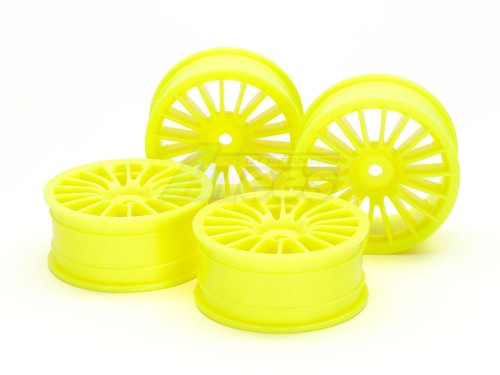 Tamiya Miscellaneous All RC 24MM Med-Narrow 18Sp Wheels Yellow/Offset 0 (4Pcs)