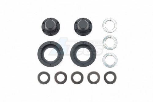 Tamiya Miscellaneous All Tamiya Hub Nuts for Single Wheels Black (2) for 1/14 Tractor Truck