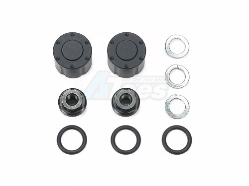 Tamiya Miscellaneous All Hub Nuts for Dual Wheel Black 2 pcs