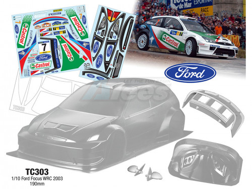 Team C Miscellaneous All 1/10 Ford Focus WRC 2003 190mm w/ Castrol Sticker
