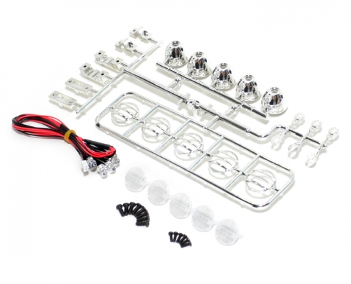 Team Raffee Co. Miscellaneous All 1/10 LED Crawler Roof Light Bar Set (5 Spotlight) Silver