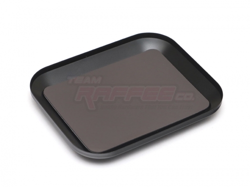 Team Raffee Co. Miscellaneous All Aluminum Screw Tray With Magnetic Pad For RC Car (108MM X88MM) Black