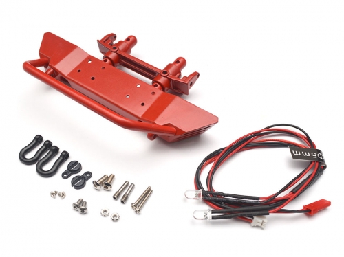 Team Raffee Co. Axial SCX10 Realistic Metal Front Bumper with Towing Hooks - 1 Set Red