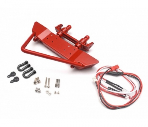 Team Raffee Co. Axial SCX10 Realistic Metal Front Bumper with Towing Hooks - 1 Set Red