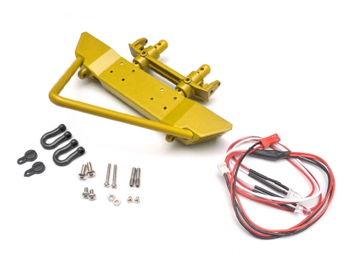 Team Raffee Co. Axial SCX10 Realistic Metal Front Bumper with Towing Hooks - 1 Set Yellow