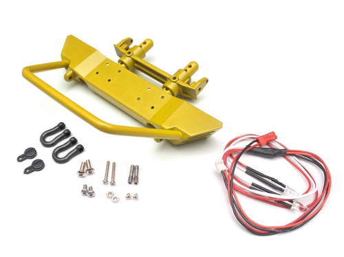 Team Raffee Co. Axial SCX10 Realistic Steel Front Bumper w/ LED & Towing Hooks 1 Set Yellow