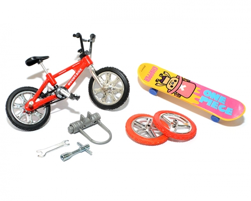 Team Raffee Co. Miscellaneous All RC Scale Accessories - Mini Bicycle & Skateboard & U Lock & Tools Set Red