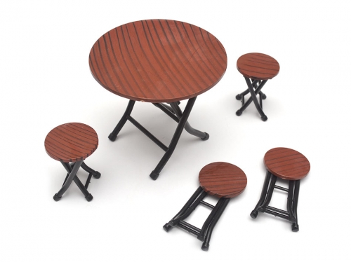 Team Raffee Co. Miscellaneous All Scale Accessories Old School Round Folding Table and Chair set