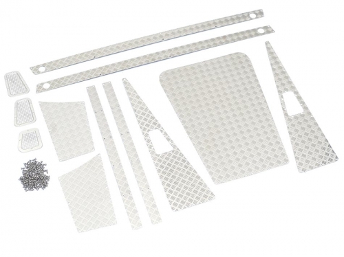 Team Raffee Co. Miscellaneous All Stainless Steel Diamond Plate Accessory Pack for Defender Pickup Truck D90/D110 Silver