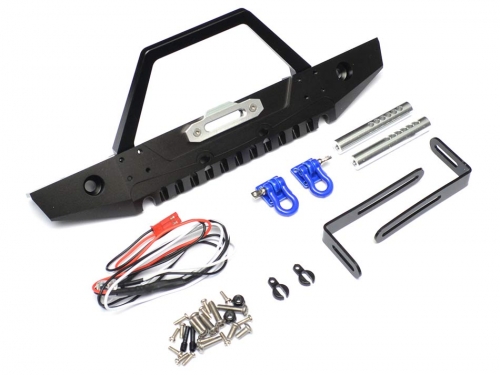 Team Raffee Co. Axial SCX10 Steel Tough Front Stubby Bumper W/ Hooks and Led Light 1 Set Black